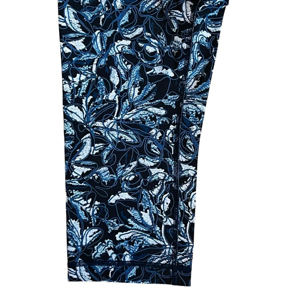 Lululemon Women’s 12 Blue Wunder Under Crop Leggings High Rise Embellished Multi